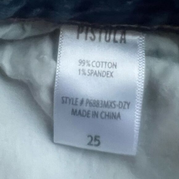 Pistola Distressed Light Wash Button Fly Straight Leg High Rise Crop Jeans SZ 25 - Picture 13 of 13